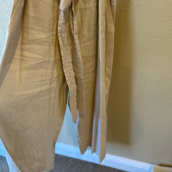 Not for sale- ANTONIO MELANI Size 14 Linen Natural Sleeveless Jumpsuit Wide Leg - Picture 10 of 11